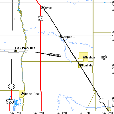 Zip code 56583 close-up map