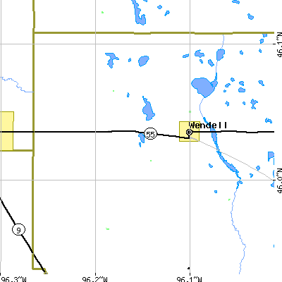 Zip code 56590 close-up map