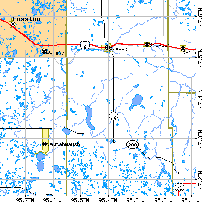 Zip code 56621 close-up map