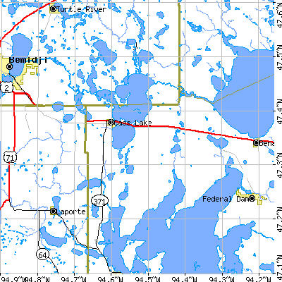 Zip code 56633 close-up map