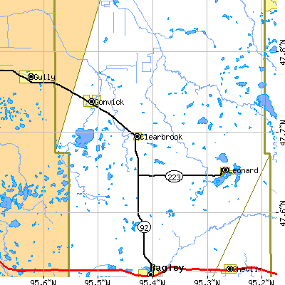 Zip code 56634 close-up map