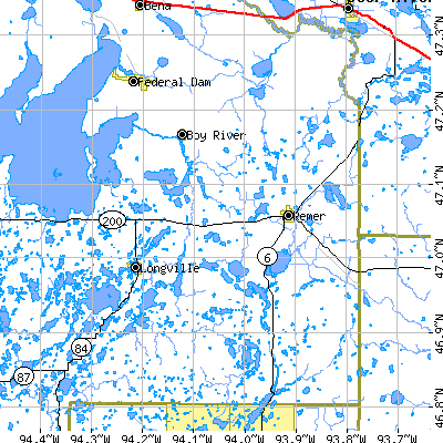 Zip code 56672 close-up map