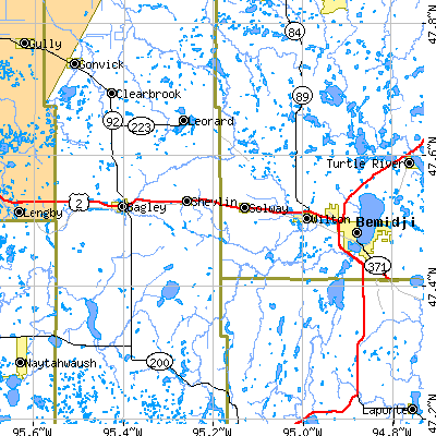 Zip code 56676 close-up map