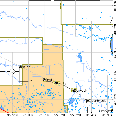 Zip code 56684 close-up map
