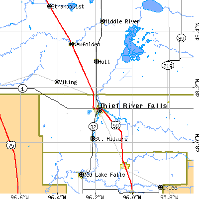 Zip code 56701 close-up map