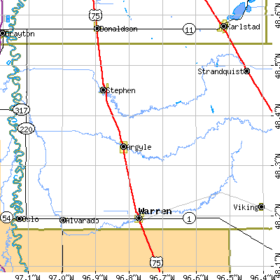 Zip code 56713 close-up map