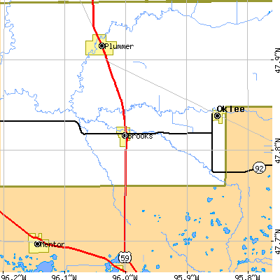 Zip code 56715 close-up map