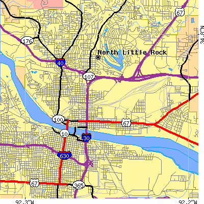 Zip code 72114 close-up map