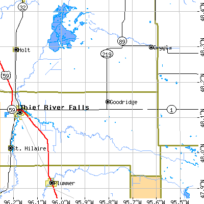 Zip code 56725 close-up map