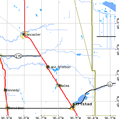 Zip code 56734 close-up map
