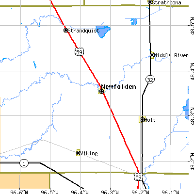 Zip code 56738 close-up map