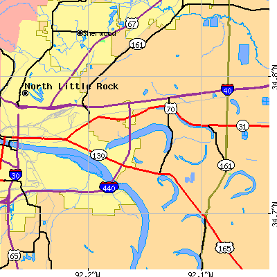 Zip code 72117 close-up map