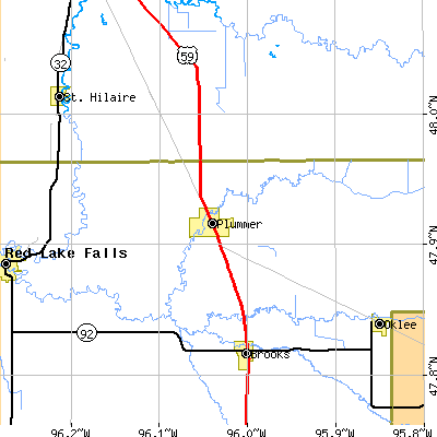 Zip code 56748 close-up map
