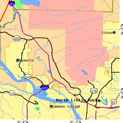Zip code 72118 close-up map