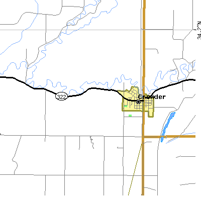 Zip code 38622 close-up map