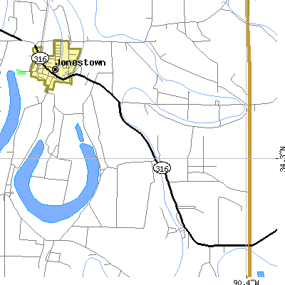 Zip code 38639 close-up map
