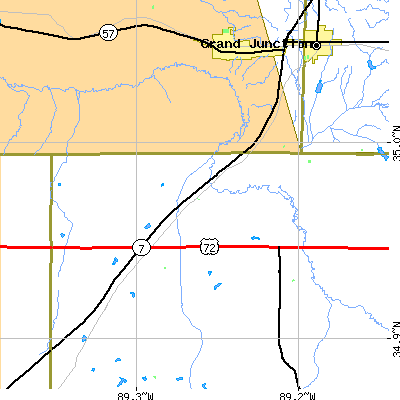 Zip code 38647 close-up map
