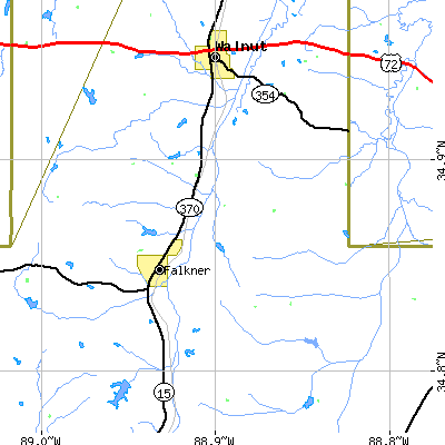 Zip code 38674 close-up map