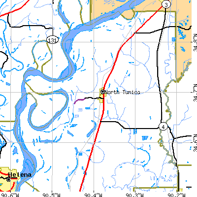 Zip code 38676 close-up map