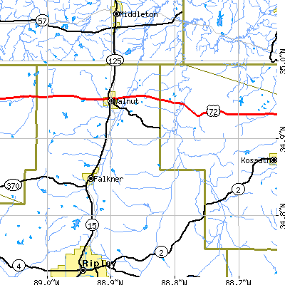 Zip code 38683 close-up map