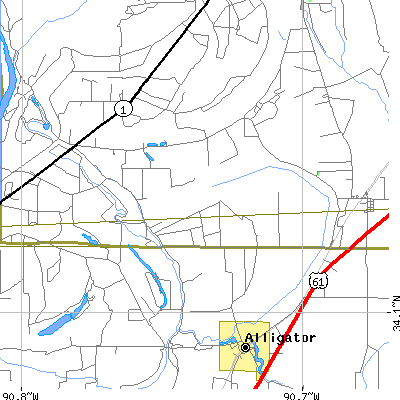 Zip code 38720 close-up map