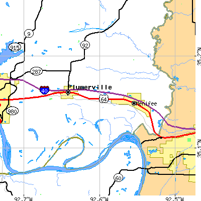 Zip code 72127 close-up map