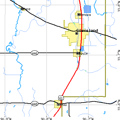 Zip code 38730 close-up map
