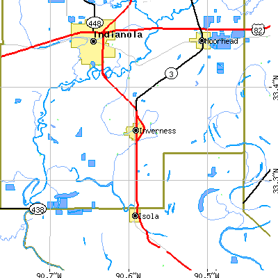 Zip code 38753 close-up map