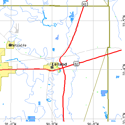 Zip code 38756 close-up map