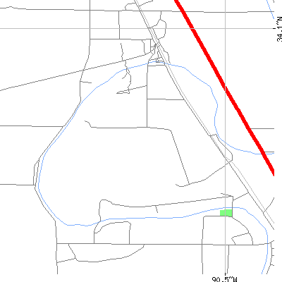 Zip code 38758 close-up map