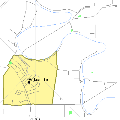 Zip code 38760 close-up map