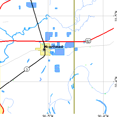 Zip code 38761 close-up map
