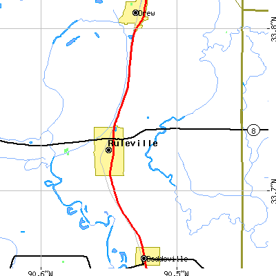 Zip code 38771 close-up map