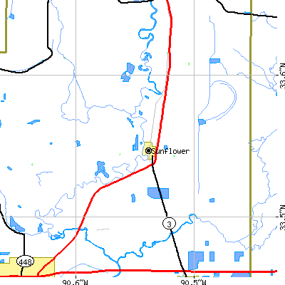 Zip code 38778 close-up map