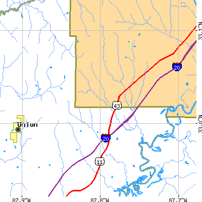Zip code 35469 close-up map