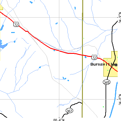 Zip code 38846 close-up map
