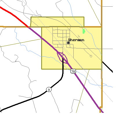 Zip code 38869 close-up map
