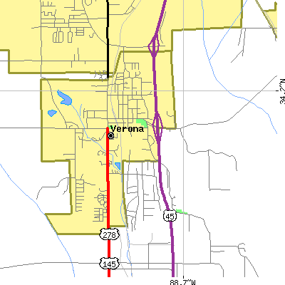 Zip code 38879 close-up map