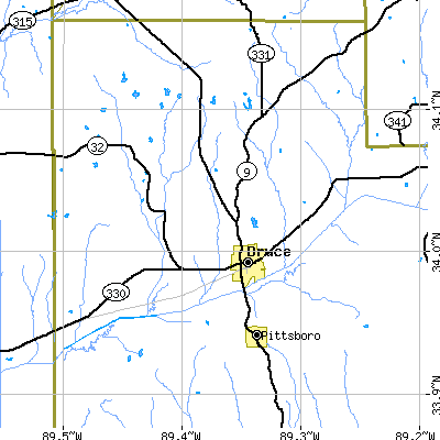 Zip code 38915 close-up map