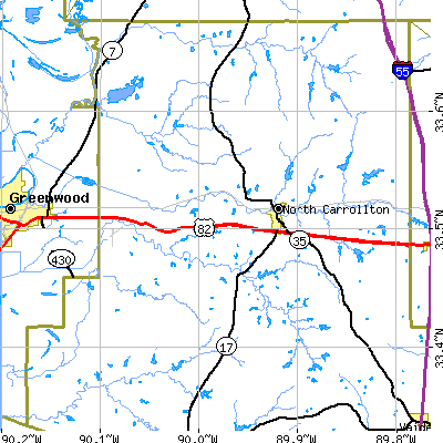 Zip code 38917 close-up map