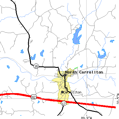 Zip code 38947 close-up map
