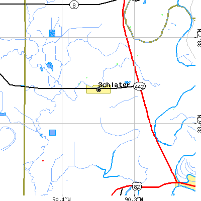 Zip code 38952 close-up map