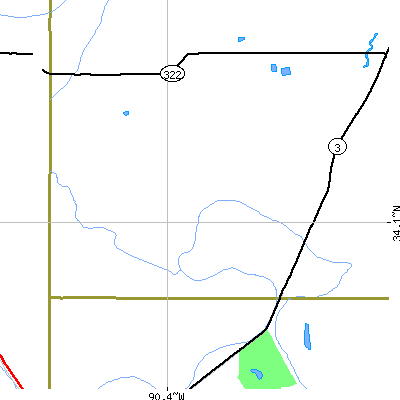 Zip code 38964 close-up map
