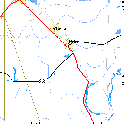 Zip code 38966 close-up map