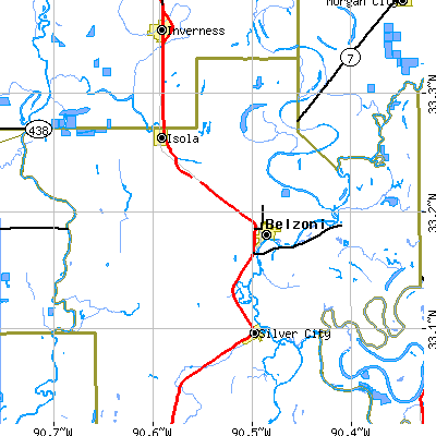 Zip code 39038 close-up map