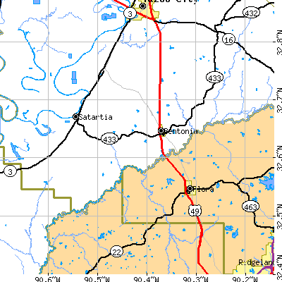 Zip code 39040 close-up map