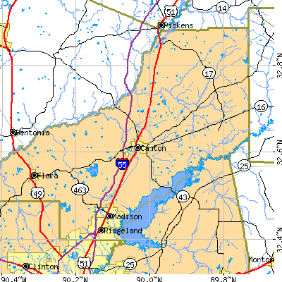 Zip code 39046 close-up map