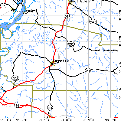 Zip code 39069 close-up map