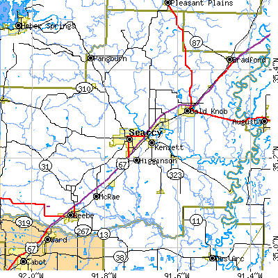 Zip code 72143 close-up map