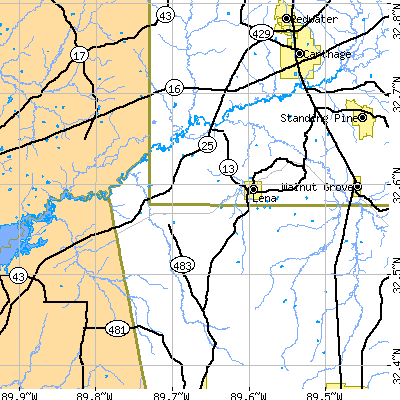 Zip code 39094 close-up map